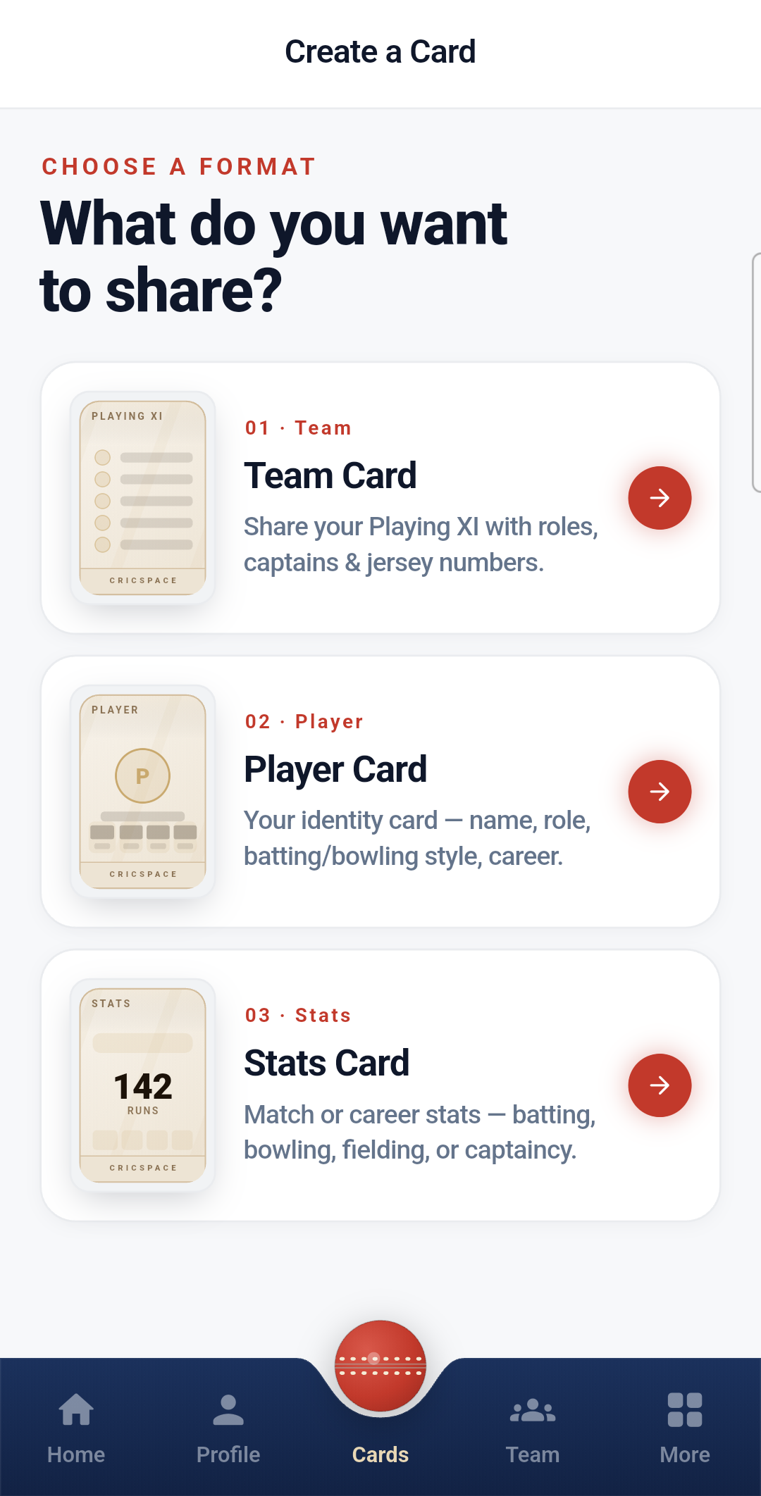A real Cricspace app screen